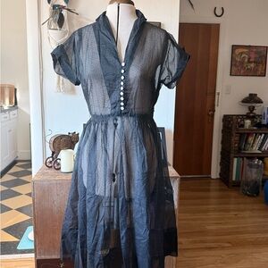 Vintage 50’s Black Sheer Swiss dot Dress
